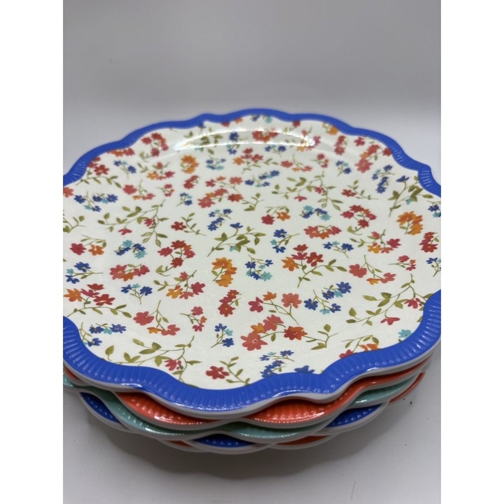 Set of 4 The Pioneer Woman Painterly and Ditsy Print Melamine 8.5" Salad Plates